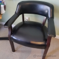 Black Leather Dark Wood Waiting Room Guest Chair